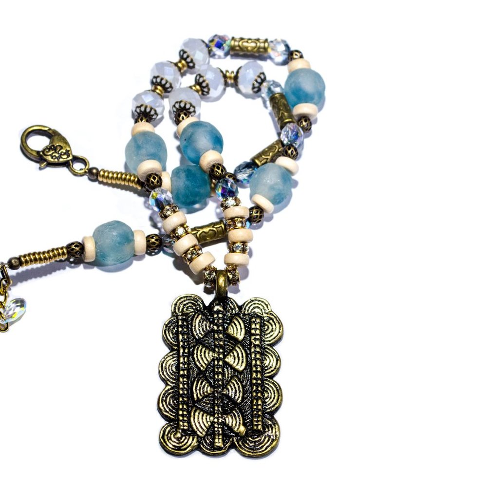 African Recycled Glass Beaded Pendant Necklace